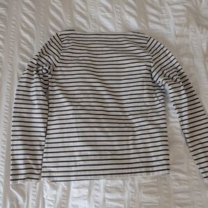 J. Crew Black and White Fitted Sailor Collar Blouse